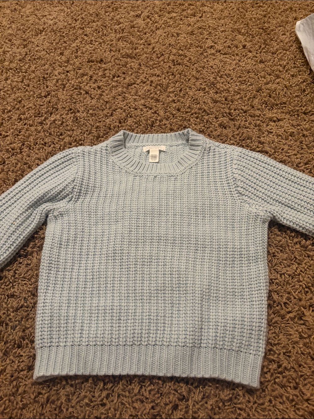 Full Tilt Light Blue Waffle Knit Crewneck Sweater